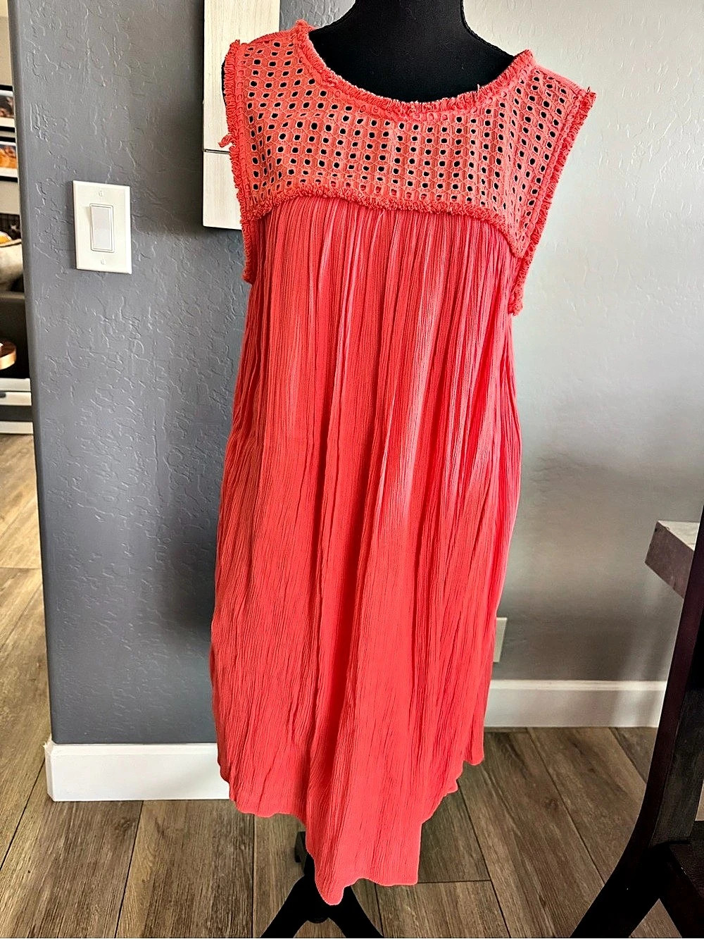 Coral Fringe Midi Dress Like New